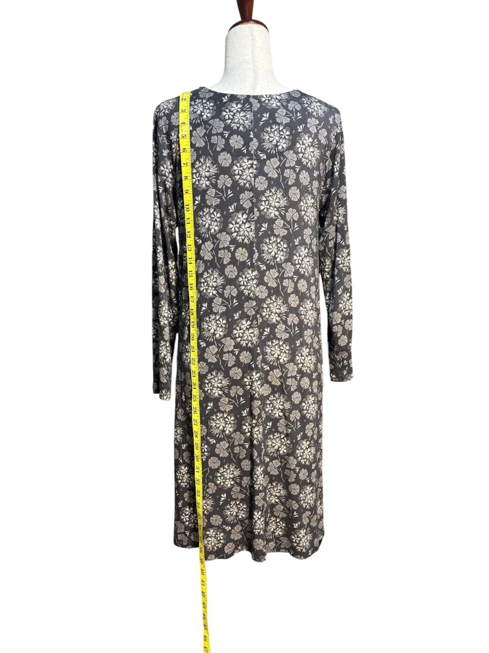 Gudrun Sjödén Pegasus Floral Lyocell Swing Dress Pockets Gray Size Medium - Picture 2 of 9